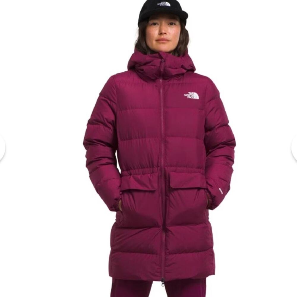 The North Face Women's Long Puffer Coat in Deep Berry